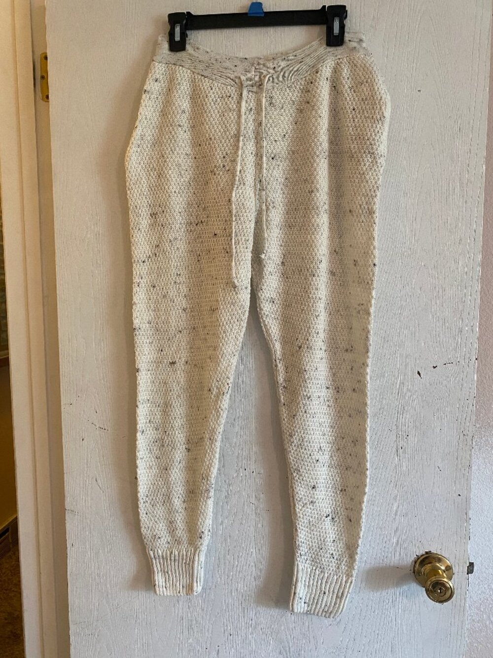 Nasty Gal Waffle Weekend Escape Jogger Women's Drawstring Size Medium Cream NWOT